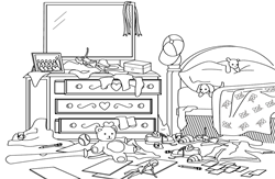 cluttered room